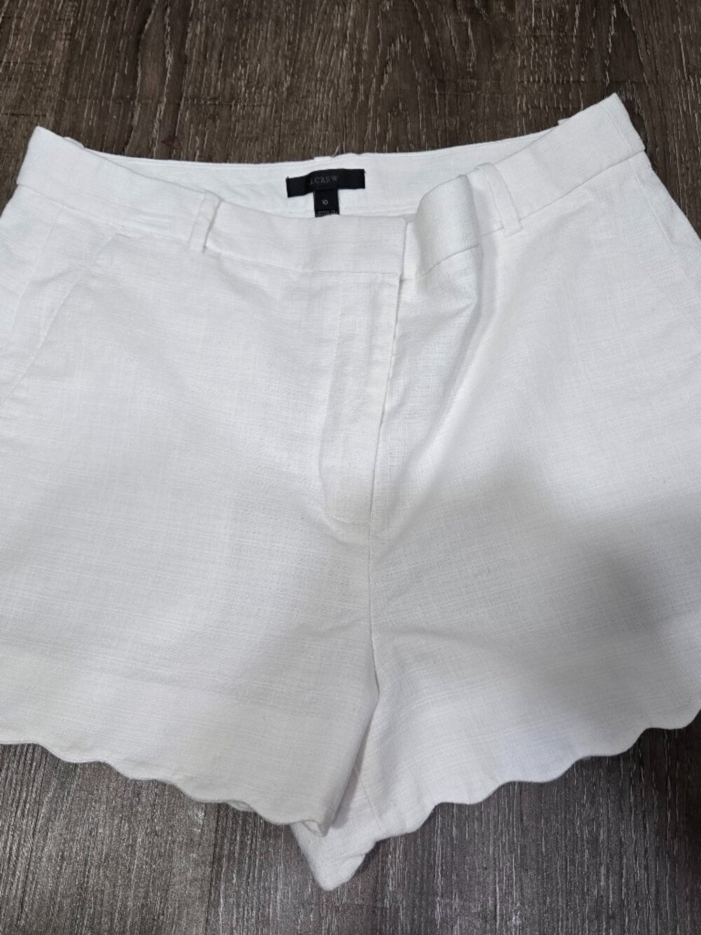 J Crew Shorts Size 10, cotton, scalloped edge, White